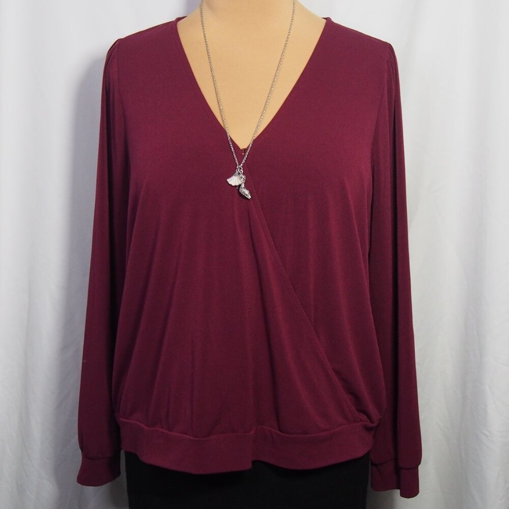 Banana Republic Burgundy Long Sleeve Wrap Top Size XL